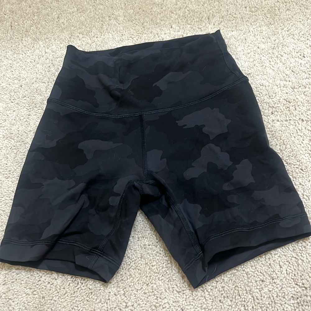 lulumeon black camo align shorts 6 inch